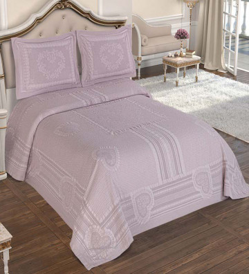 Cuvertura de pat, bumbac, 3 piese, pike, dried rose, CJD-22