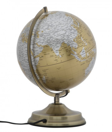 Decoratiune cu lumina ambientala glob auriu/argintiu din metal, ∅ 25 cm, Globe Mauro Ferretti - Img 4