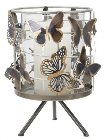 Decoratiune cu suport pentru lumanare multicolor din metal, ∅ 15 cm, Butterflies Mauro Ferretti - Img 2