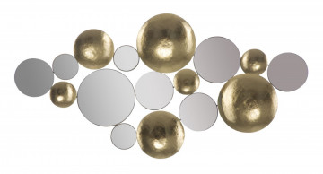 Decoratiune de perete aurie din metal si oglinzi, 118x2,5x60 cm, Glam Gold Mauro Ferretti - Img 1