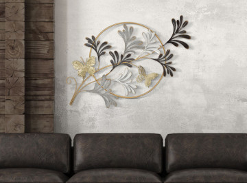Decoratiune de perete auriu / gri din metal, 50,2 x 5,1 x 92 cm, Lixy Mauro Ferreti - Img 6