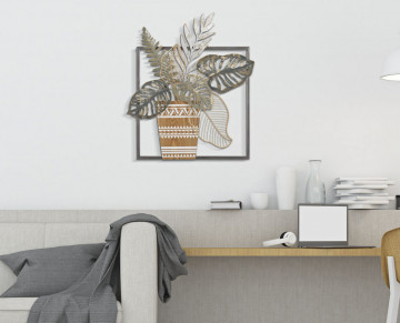 Decoratiune de perete gri din metal, 54 x 6,4 x 62,9 cm, Vaso Mauro Ferreti - Img 5
