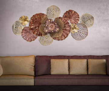 Decoratiune de perete multicolora din metal, 118x10x58 cm, Flowers Mauro Ferretti - Img 6