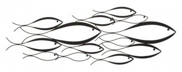 Decoratiune de perete neagra din metal, 100 x 35 x 1 cm, Fishy Mauro Ferreti - Img 1
