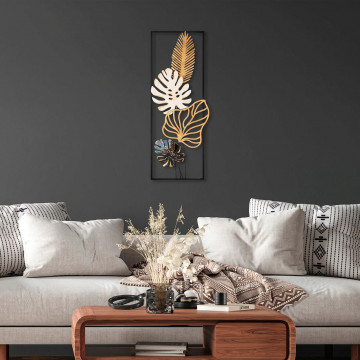 Decoratiune de perete, Palm Leaves, Metal, Dimensiune: 32 x 90 cm, Multicolor - Img 2