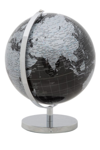 Decoratiune glob negru/argintiu din metal, ∅ 25 cm, Globe Mauro Ferretti - Img 3