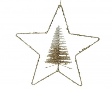 Decoratiune Star w tree, Decoris, 30x6 cm, metal, sampanie/auriu - Img 1
