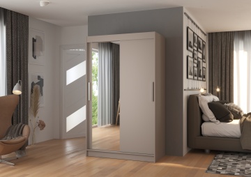 Dulap cu uși glisante BARIO – cu oglindă – 120x58x200 cm – Cașmir - Img 2