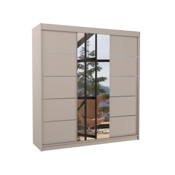 Dulap cu uși glisante BERGEN – cu oglindă – 200x58x215 cm – Cașmir
