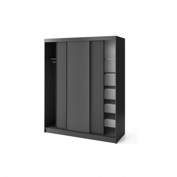 Dulap cu uși glisante Prescco III, 180x60x220 cm – Negru – prezentare suplimentară a produsului