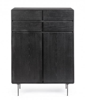 Dulap polivalent negru din lemn de Frasin si metal, 90x40x130,5 cm, Widal Bizzotto - Img 2