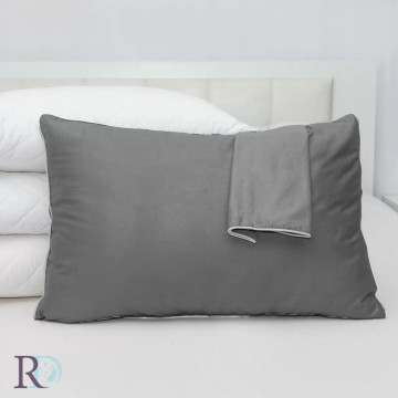 Fata de perna, 50x70 cm, 100% bumbac, tesatura satin, gri inchis, Roxyma Dream
