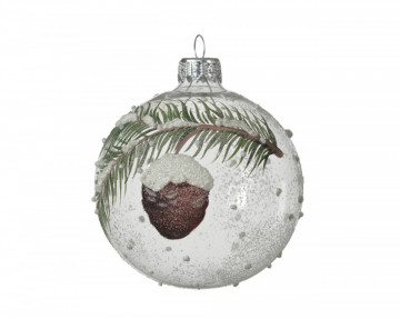 Glob Branch w pinecone, Decoris, Ø8 cm, sticla, transparent - Img 1