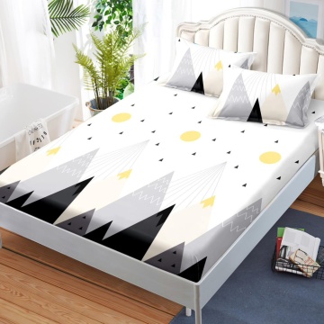 Husa de pat cu elastic si 2 fete de perna, tesatura tip finet, pat 2 persoane, alb, HBFJ-207