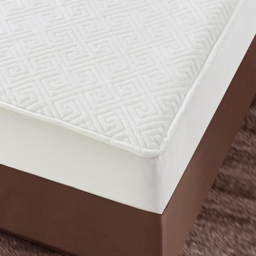 Husa de pat matlasata si 2 fete de perne din catifea, cu elastic, model tip topper, pentru saltea 160x200 cm, alb, HTC-45 - Img 4