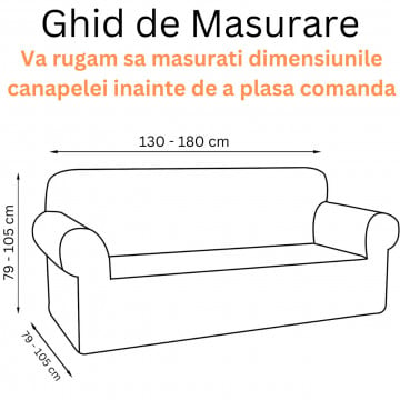 Husa elastica din catifea, canapea 2 locuri, cu brate, bej, HCCJ2-14 - Img 2