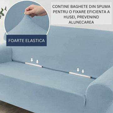 Husa elastica din catifea, canapea 3 locuri, cu brate, alb murdar, HCCJ3-10 - Img 4