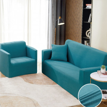 Husa elastica moderna pentru canapea 2 locuri, poliester / spandex, turquoise, HEJ2-43 - Img 2