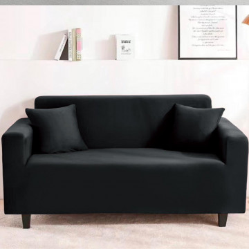 Husa elastica pentru canapea 3 locuri + 1 fata de perna cadou, uni, cu brate, negru, L06 - Img 1