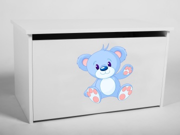 Ladă pentru jucării DARIA – 73x40x42 cm – Alb / Albastru BEAR – prezentare comercială suplimentară