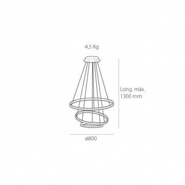 Lampa suspendata LED Hoop 4, alb, Max 110W, lumina calda, Kelektron - Img 4