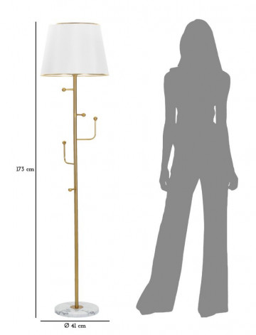 Lampadar auriu / alb din metal, soclu E27, max 40W, Ø 41 cm, Hanger Mauro Ferreti - Img 4