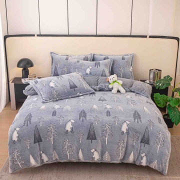 Lenjerie de Pat Cocolino 1 Persoană 4 Piese | Microfibră Plusată Groasă și Moale