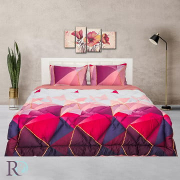 Lenjerie de pat cu pilota inclusa, 100% bumbac, tesatura satin, roz / fucsia, Roxyma Dream Sunset - Img 1