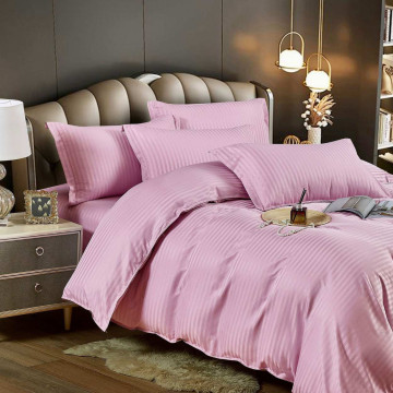 Lenjerie de pat dublu, cu elastic, damasc, roz, 6 piese, DME-05 - Img 6