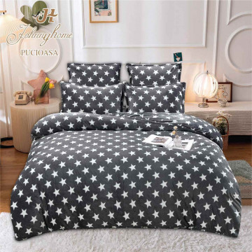 Lenjerie pufoasa cocolino cu 2 fete, pat 2 persoane, 6 piese, alb / gri, LJ-F05