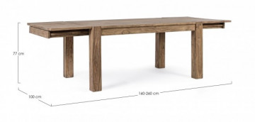 Masa dining extensibila pentru 10 persoane maro din lemn de Sheersham, 160-260 cm, Salford Bizzotto - Img 3