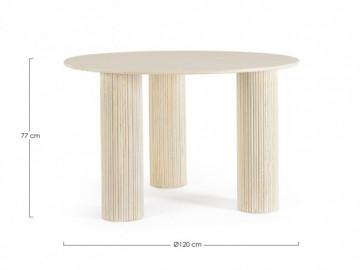 Masa dining pentru 6 persoane crem din lemn de Mango, ∅ 120 cm, Dacca Bizzotto - Img 2