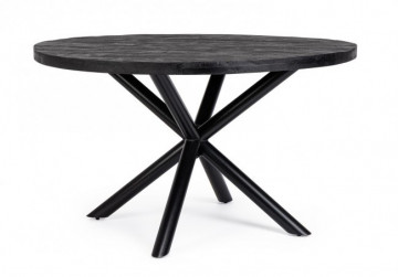 Masa dining pentru 6 persoane neagru fibra din lemn de Mango, ∅ 130 cm, Hastings Bizzotto - Img 1