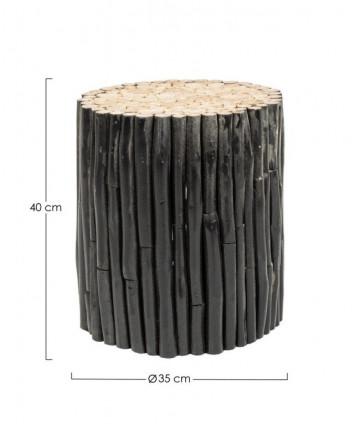 Masuta de cafea neagra din lemn de Teak, ∅ 35 cm, Guadalupe Bizzotto - Img 2