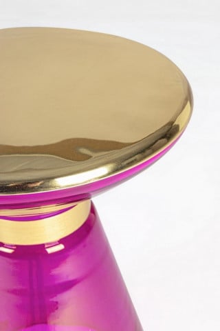 Masuta de cafea violet/aurie din sticla si metal, ∅ 36 cm, Meriel Bizzotto - Img 3
