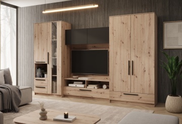 Mobilier living Male – 320x50x200 cm – Stejar Artisan / Negru - Img 2