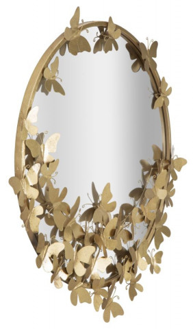 Oglinda decorativa aurie cu rama din metal, ∅ 75 cm, Glam Butterflies Mauro Ferretti - Img 3