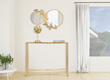 Oglinda decorativa aurie cu rama din metal, 81x52,5x3 cm, Infinit Butterflies Mauro Ferretti - Img 5