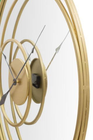 Oglinda decorativa aurie din metal cu ceas, ∅ 90 cm, Clock Mauro Ferretti - Img 4