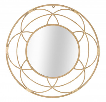Oglinda decorativa cu finisaj natural din metal, ∅ 60 cm, Valencia Mauro Ferretti - Img 1