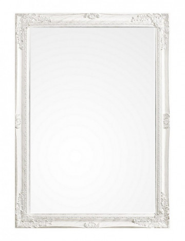 Oglinda dreptunghiulara alb antichizat din lemn de Brad, 102x72 cm, Miro Bizzotto