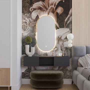 Oglinda ovala, iluminata, fara rama, 50x100x4 cm, Micedi, Eltap - Img 2