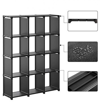 Organizator cub versatil, 105 x 30 x 140 cm, metal / textil, negru, Songmics - Img 8