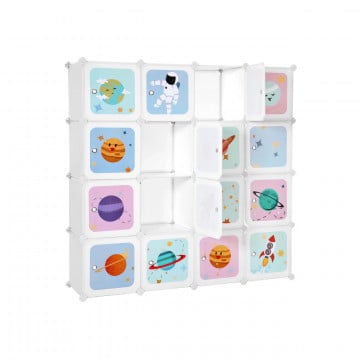 Organizator pentru copii, 123 x 31 x 123 cm, polipropilena, alb, Songmics - Img 2