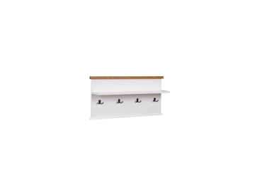 Panou cuier GALINEO 03 – 99x22x50.5 cm – Alb / Stejar natural