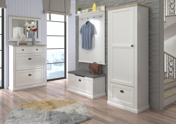 Pantofar GALINEO 01 – 97.5x27.5x110 cm – Alb / Stejar natural – prezentare de catalog a produsului