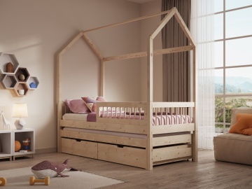 Pat dublu pentru copii, cu saltele, Artes II House, ADRK Furniture