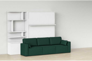 Pat rabatabil dublu cu somiera inclusa, canapea cu 3 locuri si biblioteca - ROYAL SIMPLE BOOKCASE SET (150X200) - Img 1