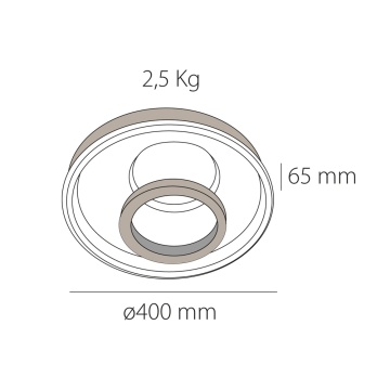 Plafoniera LED Lara, Ø40 cm, 60W, 2700 lm, Alb + Greige, Kelektron - Img 8