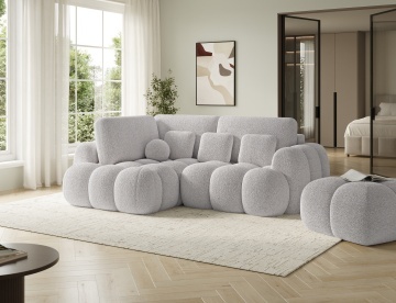Puf Tapitat Covio 85x85x52 cm, gri Chenille – Kendell 03 - Img 5